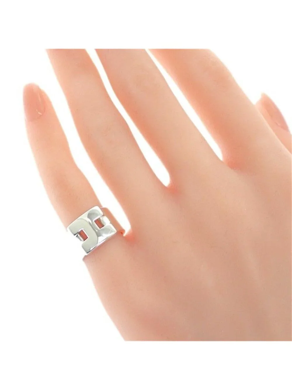 Hermes Newhela Crest Rin 48 Ring 925 Sterling Silver